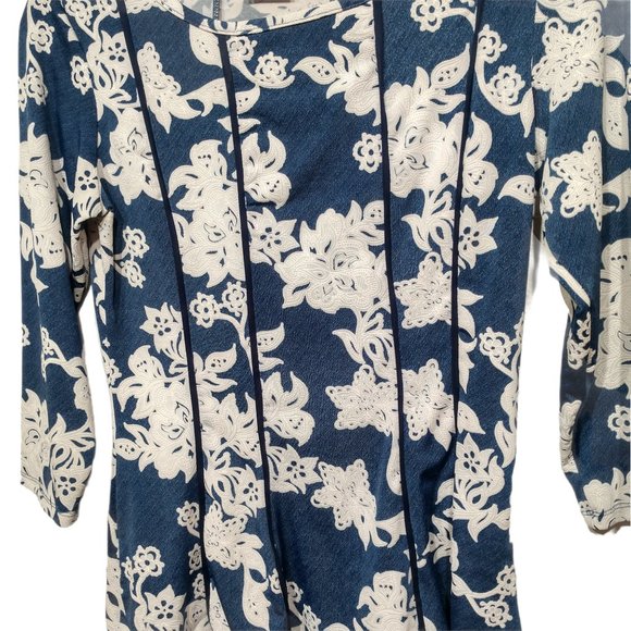 La Vanya Floral Ribbon Trim 3/4 Sleeve Top Size PS - Picture 10 of 13